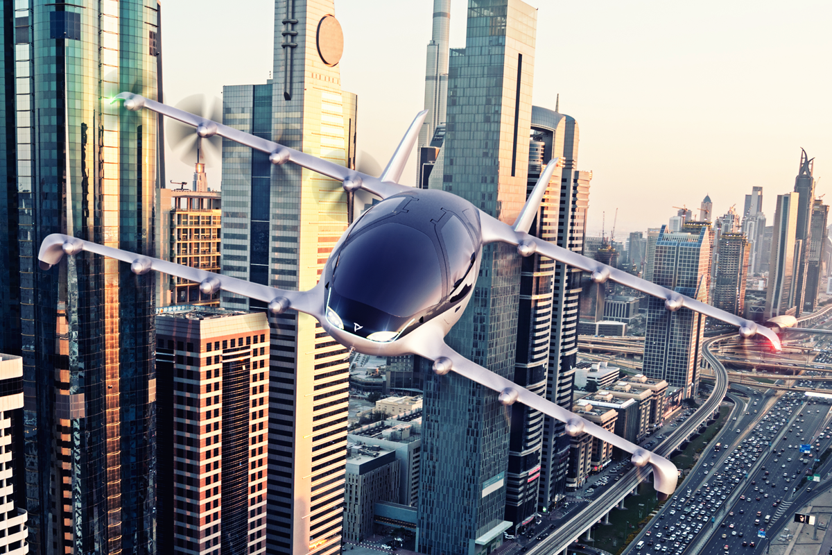 Emotion eVTOL aircraft flying over a city. (Image credit: Emotion Aircraft) Emotion eVTOL aircraft flying over a city. (Image credit: Emotion Aircraft)